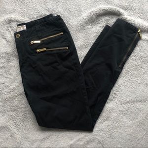 Michael Kors Black Skinny Jean with Gold Zippers